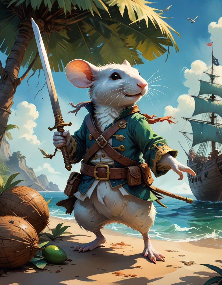 Vibrant Pirate Mouse Sails the High Seas