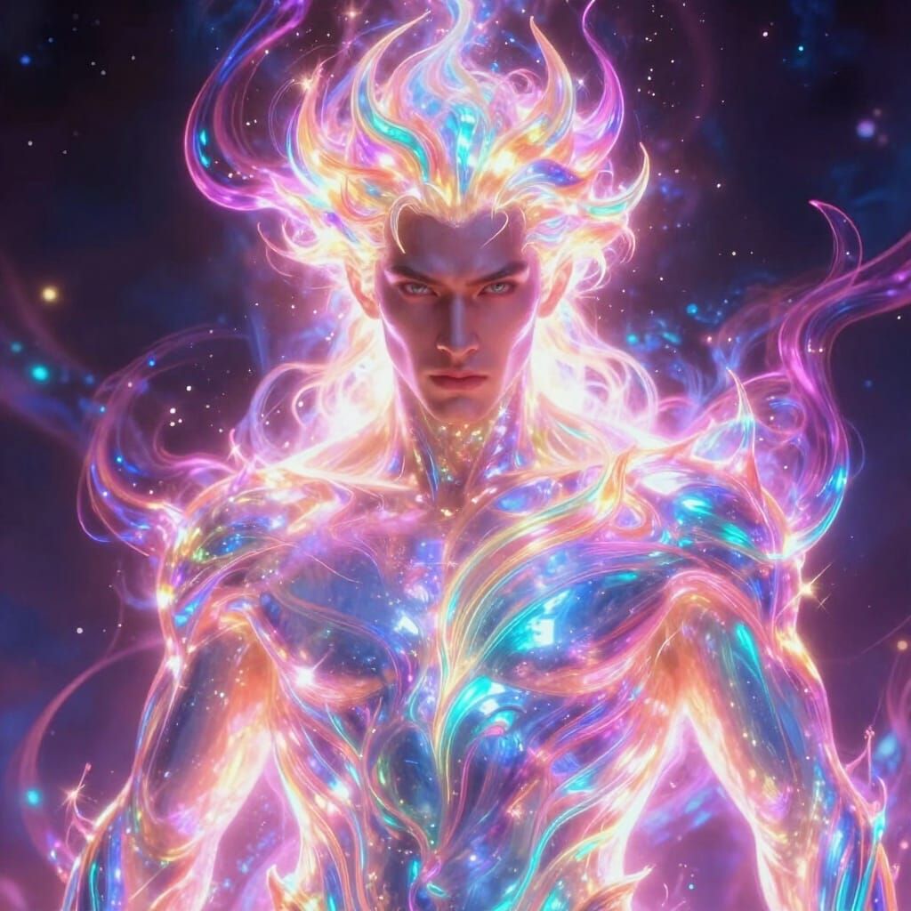 Celestial Man of Light, Ethereal Digital Painting