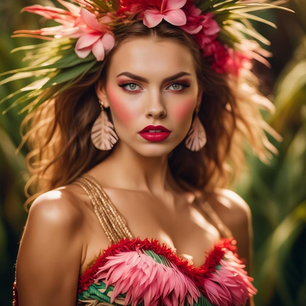 Anna-Maria Sieklucka with Pink Makeup and Red Lips