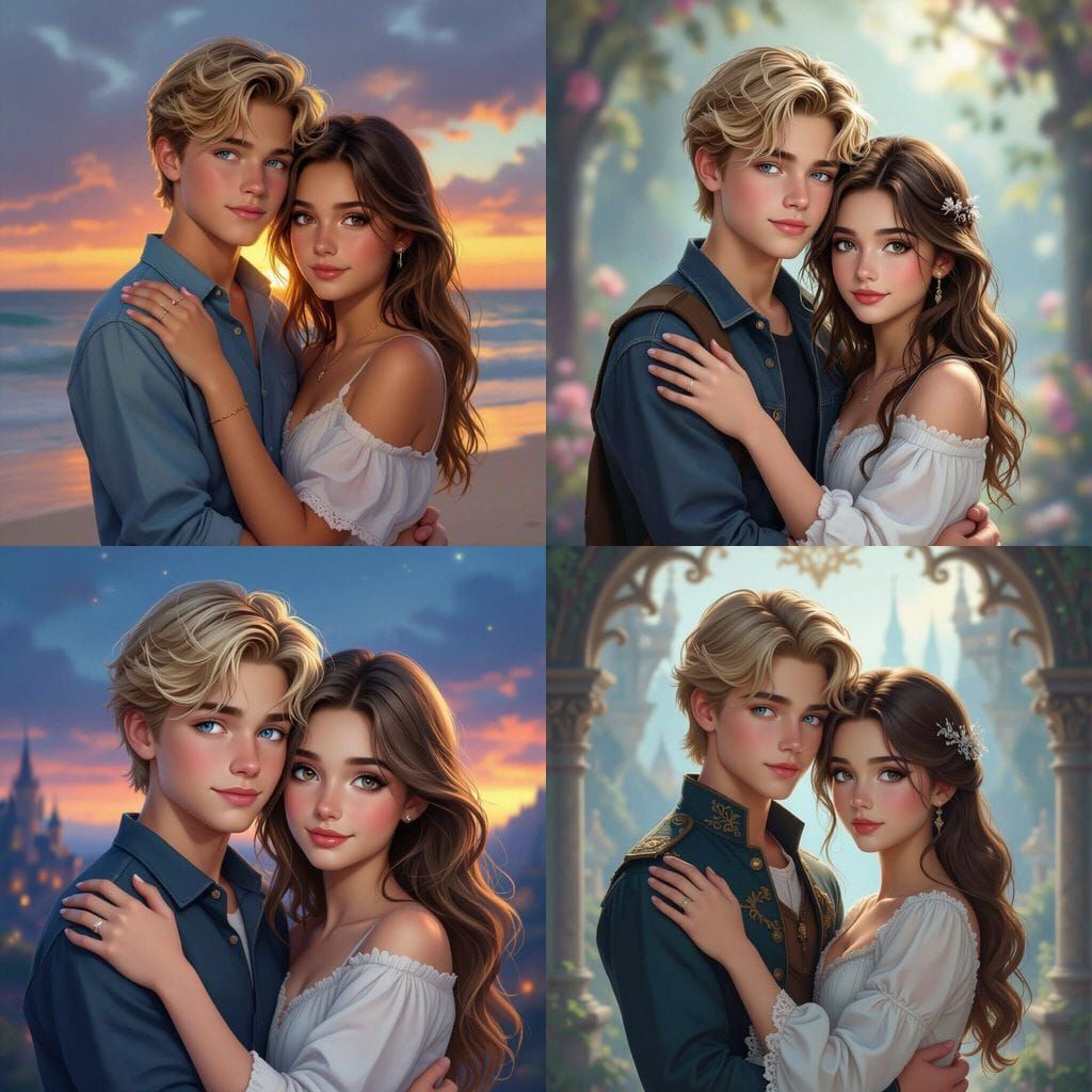 Teenage Couple in Romantic Fantasy Setting