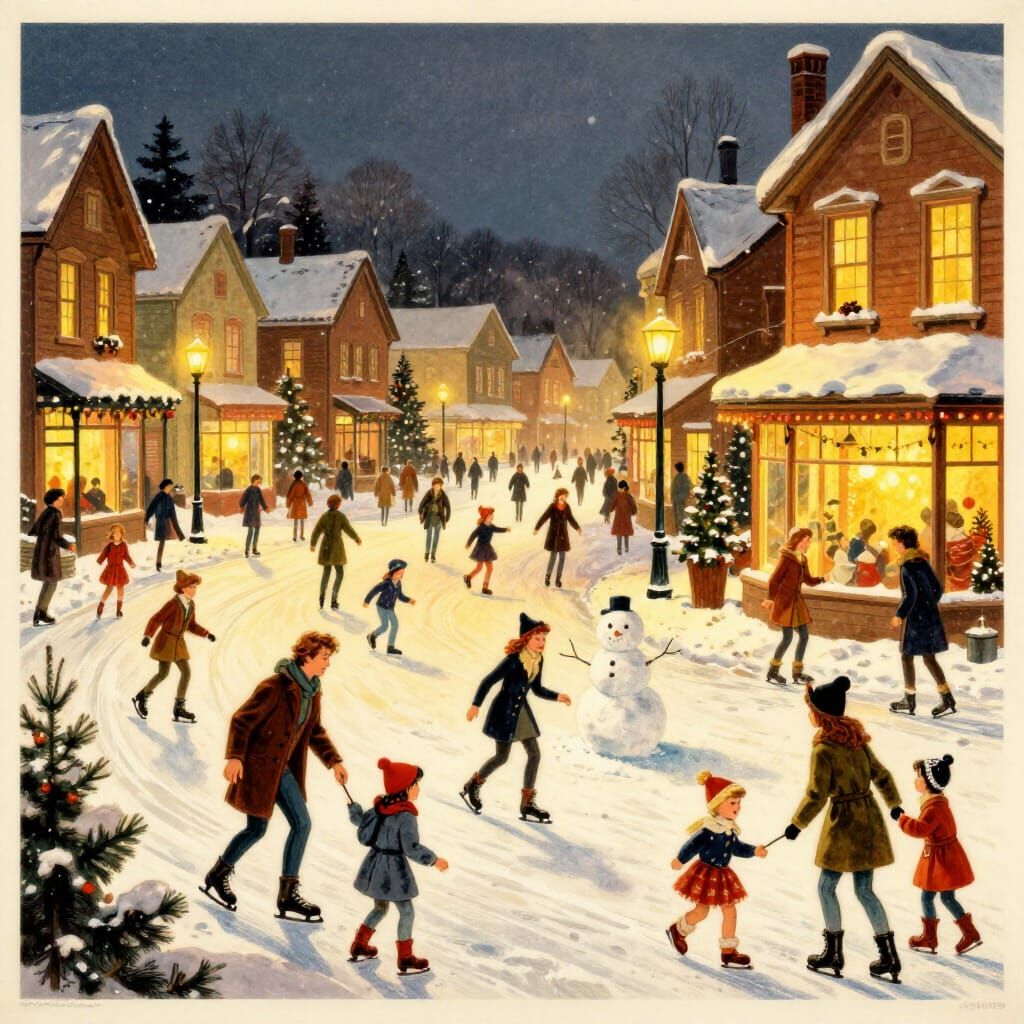 1930s USA Family Winter Holiday Poster