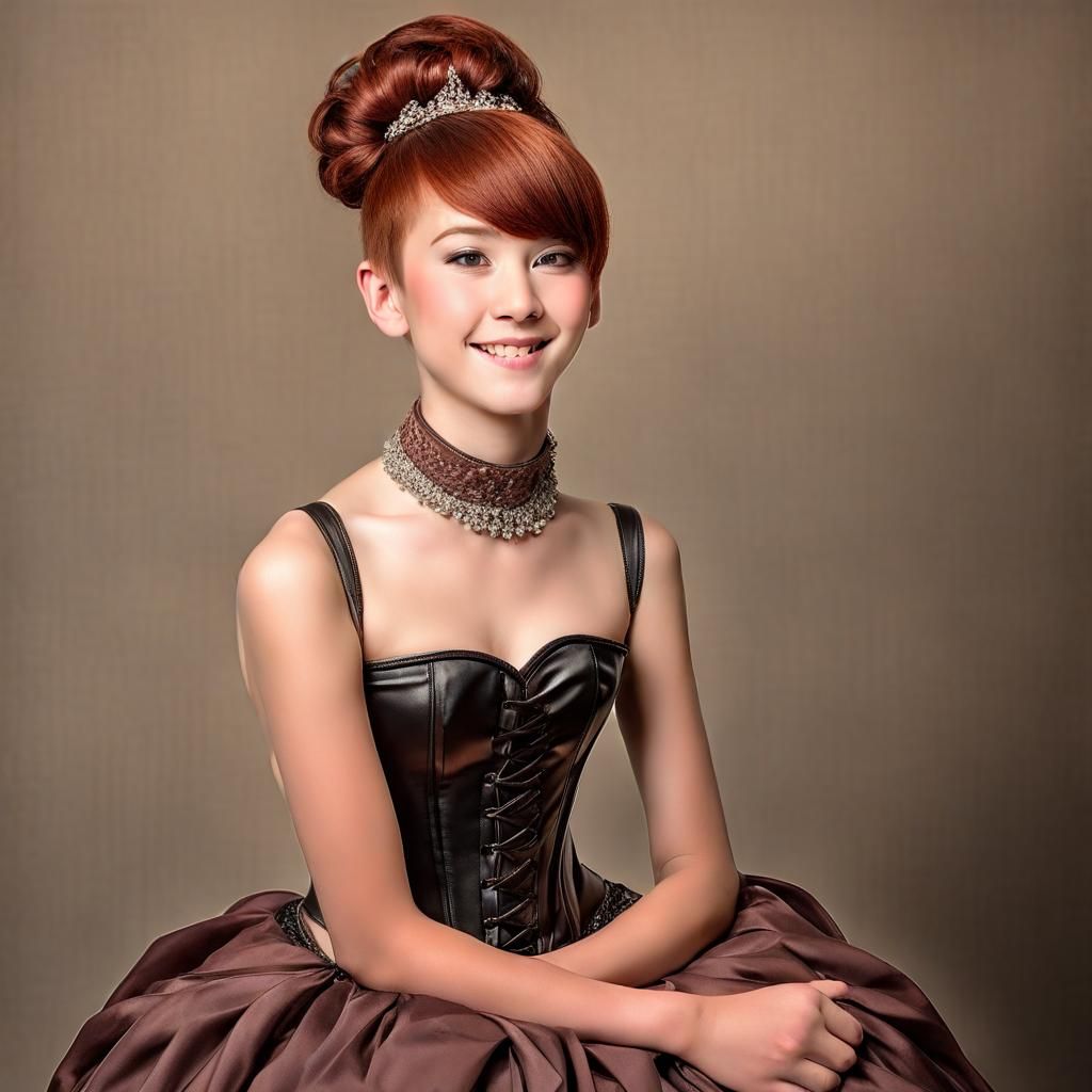 Hyperrealistic Image of a Corseted Figure Kneeling