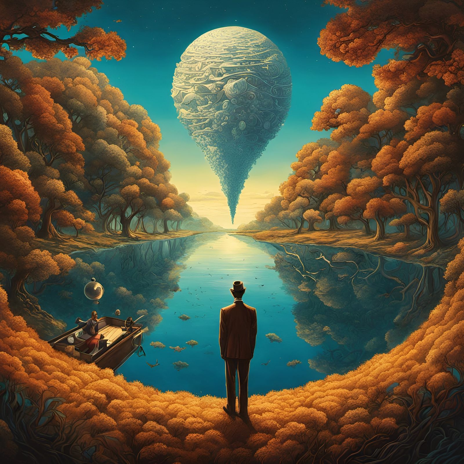 Kindhearted Man in Vintage Surreal Comic Art