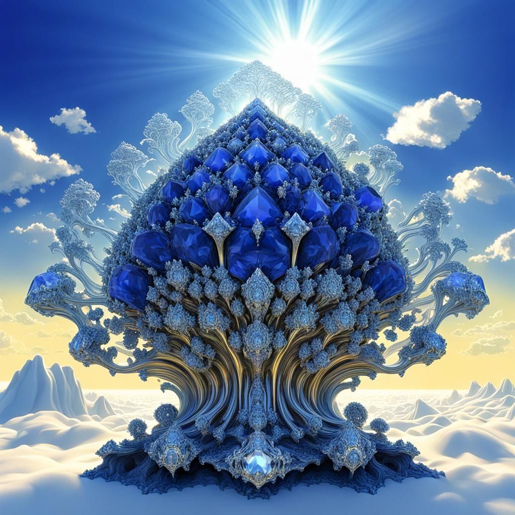 Mandelbulb Fractal Diamonds in Divine Sunshine
