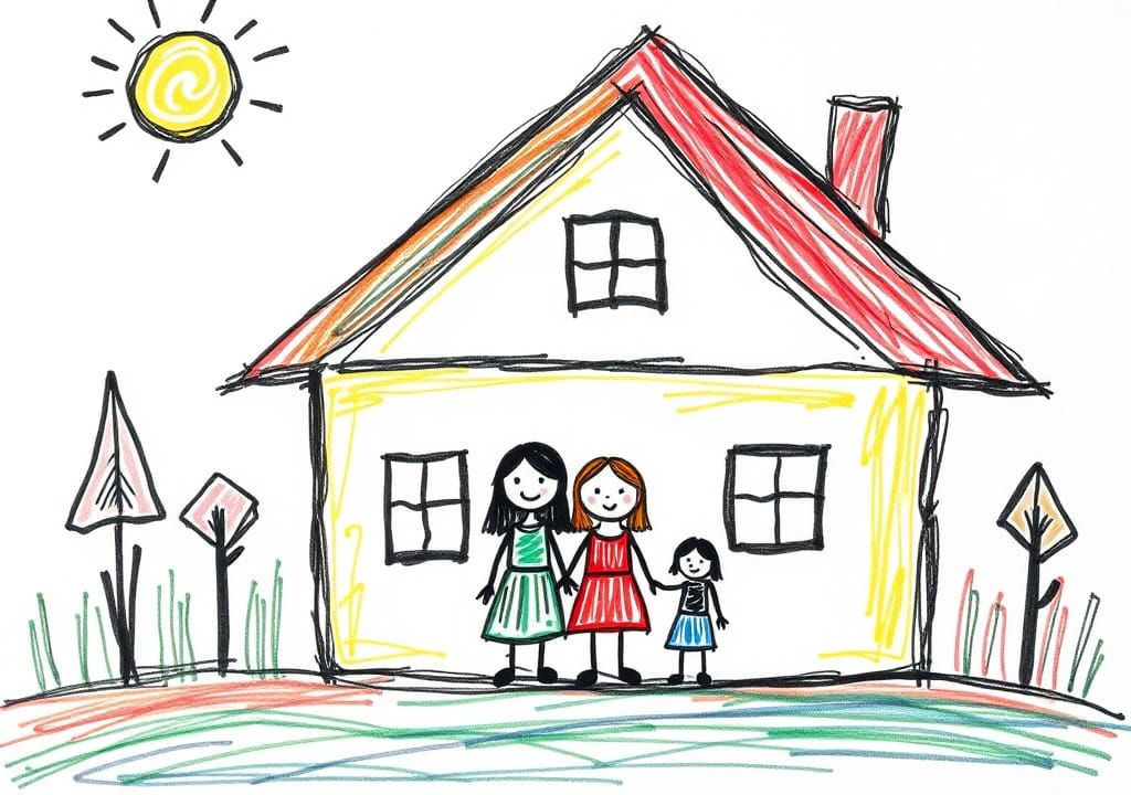 "Poorly Drawn" House with Family