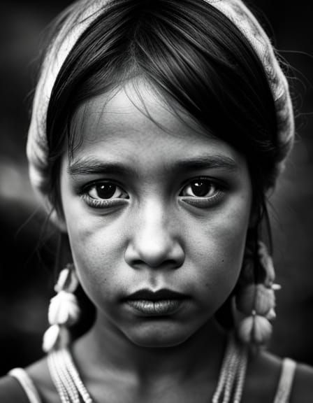 Native American Girl Portrait in Photographic Style