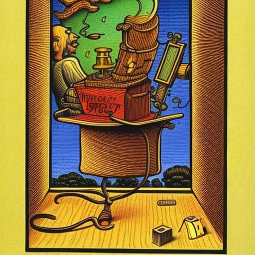 Surreal Grandfather Clock in Cubist Style