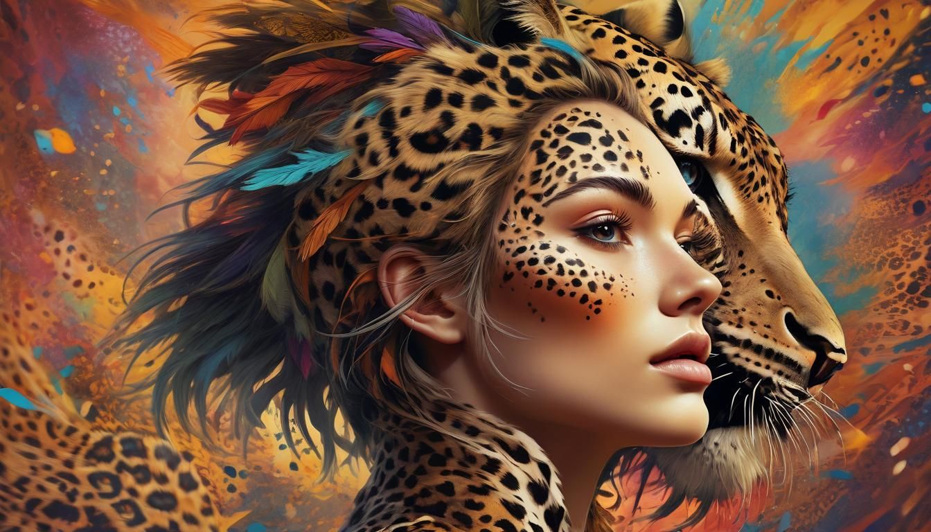 Hybrid Leopard Woman Portrait: Fantasy Illustration