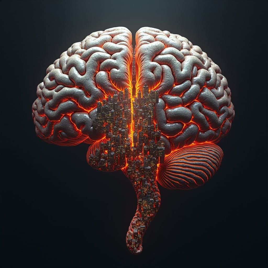 Surreal Brain City Logo in Medieval Heraldry Style