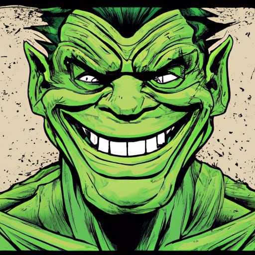 Troll-Faced Hero in Comic Book Style