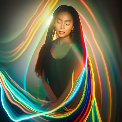 Meditating Silhouette in Divine Circle: Spiritual Wellness