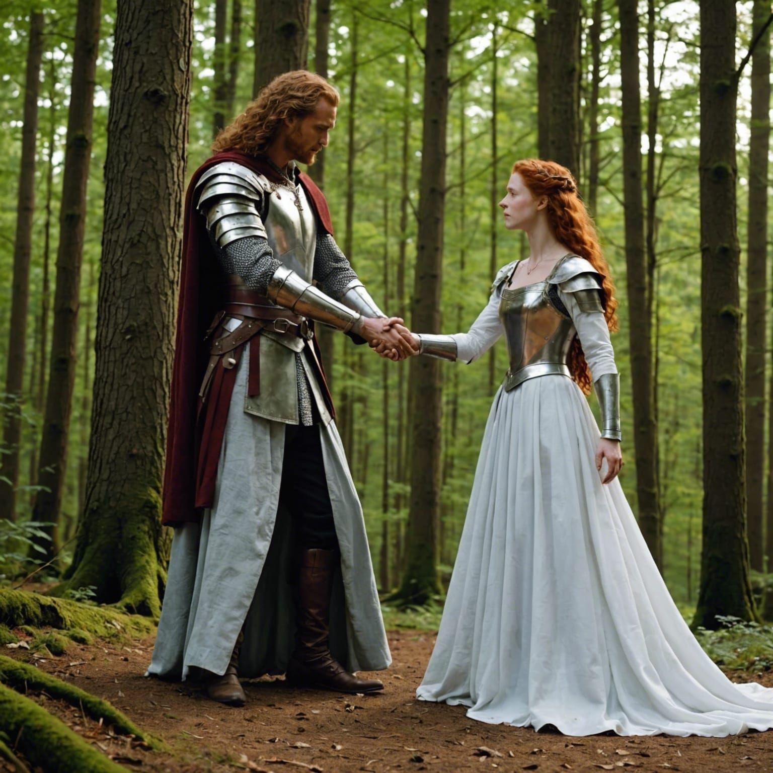 Siegfried and Brunhilde Embrace in Forest, Cinematic Style