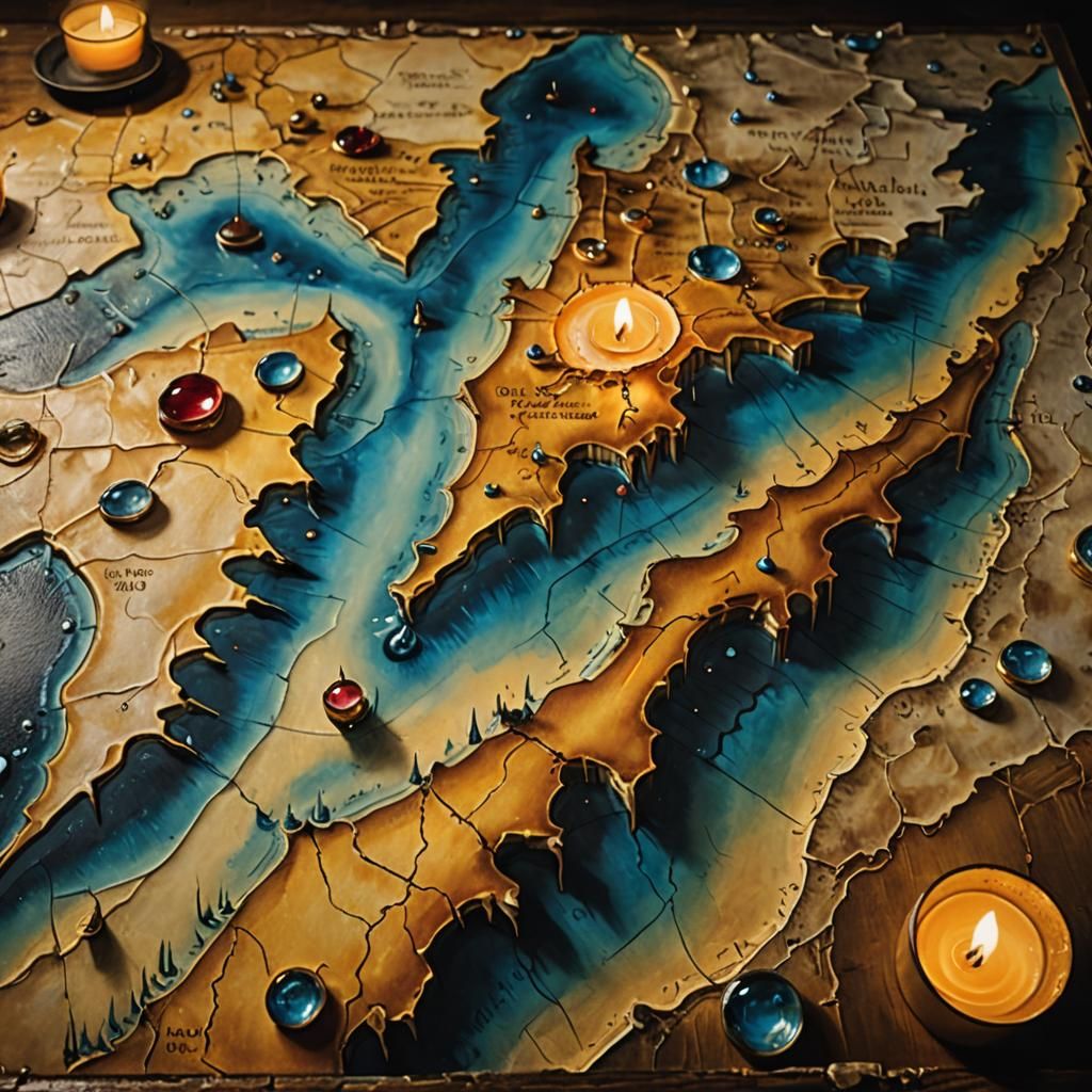 Surreal Ancient World Map on Parchment