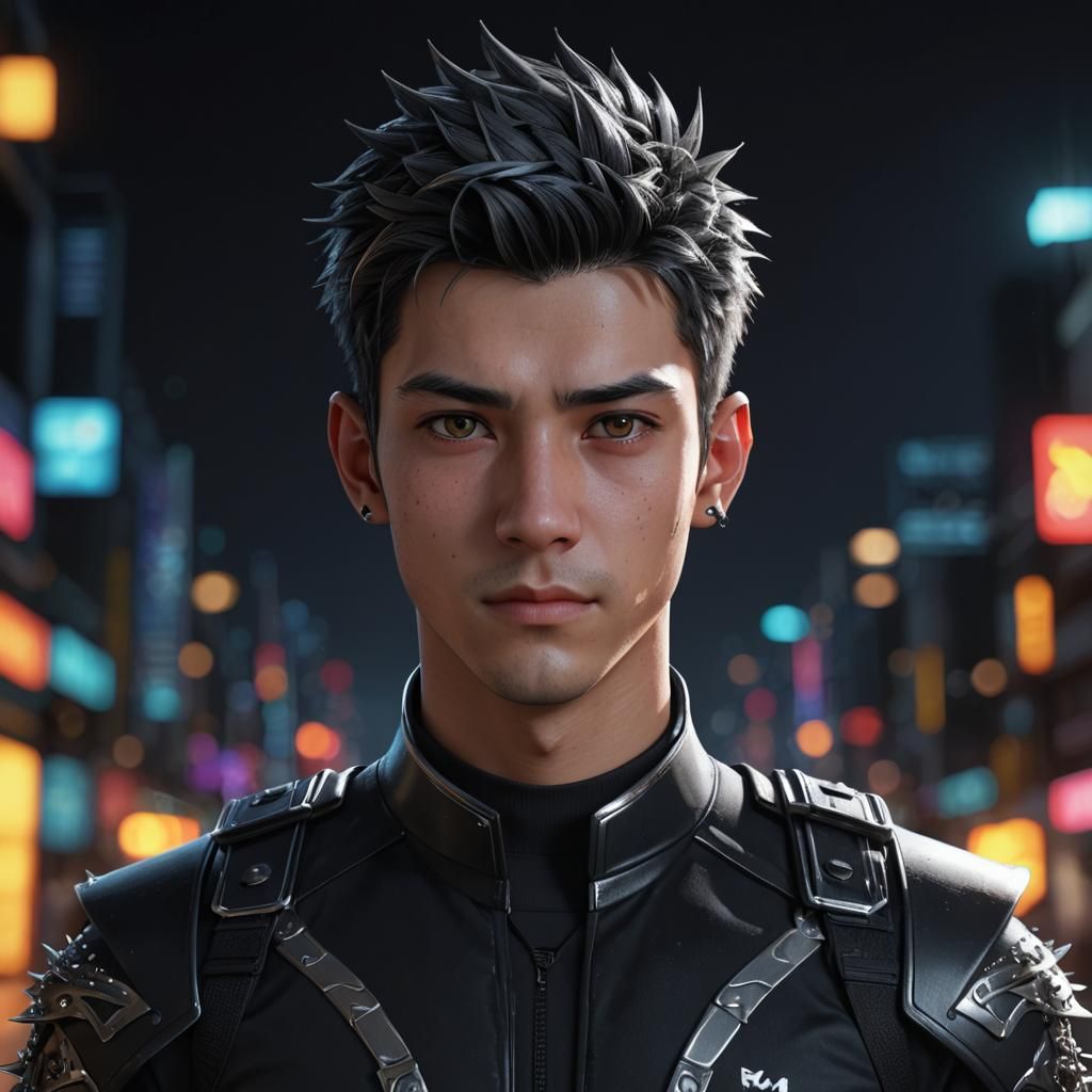 Anime-Inspired Young Man Avatar in Realistic 3D Style