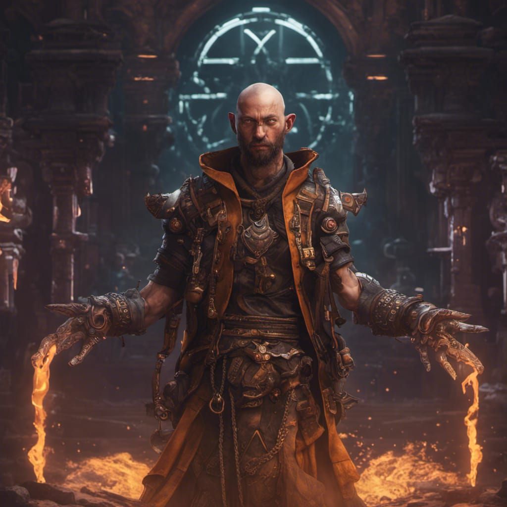 Cyberpunk Diablo Monk: Detailed Fantasy Art