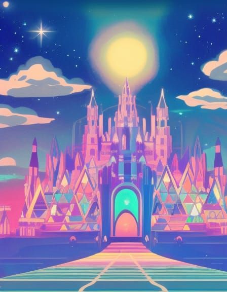 Galactic Castle in Mary Blair Concept Art Style