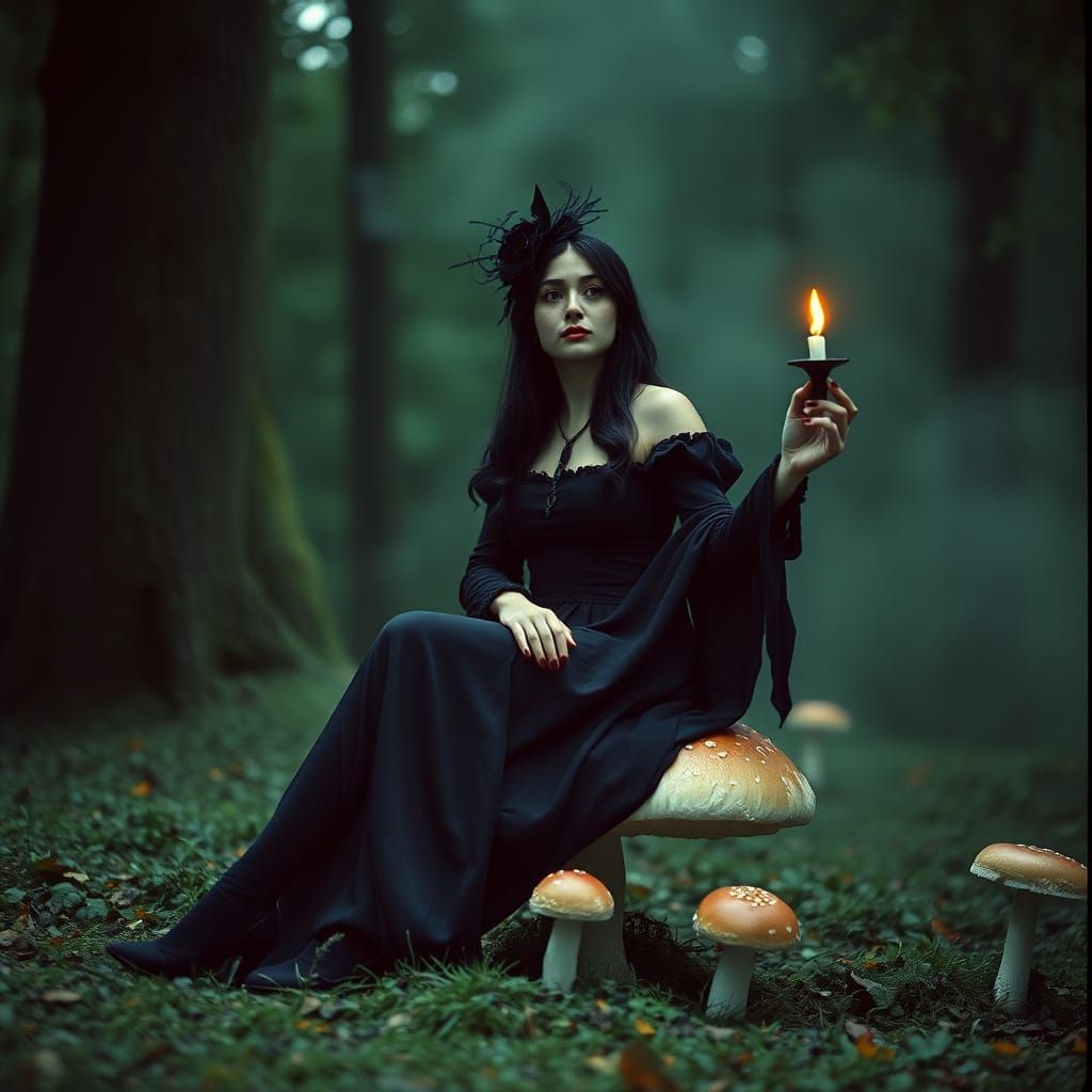 Ethereal Queen of Wonderland in Cinematic Black