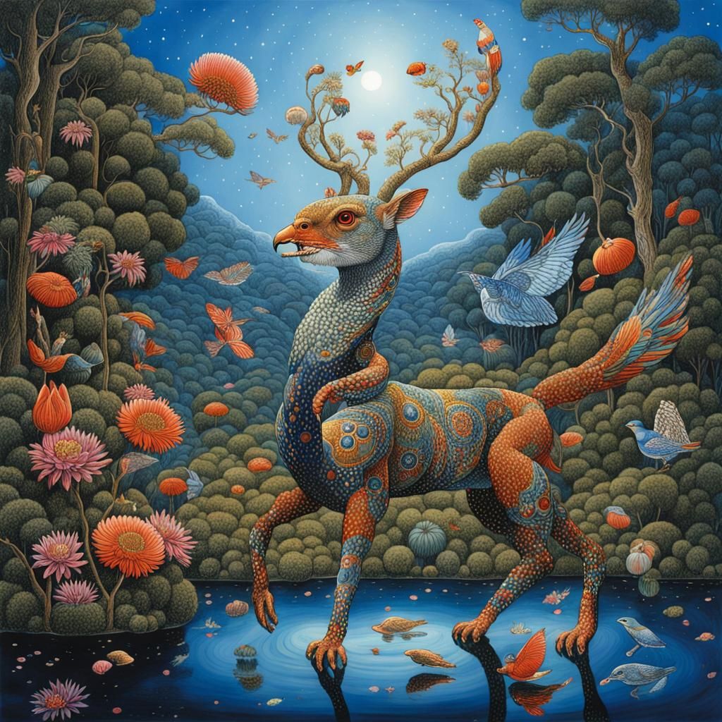 Lush Garden Illustration in Enamel Style