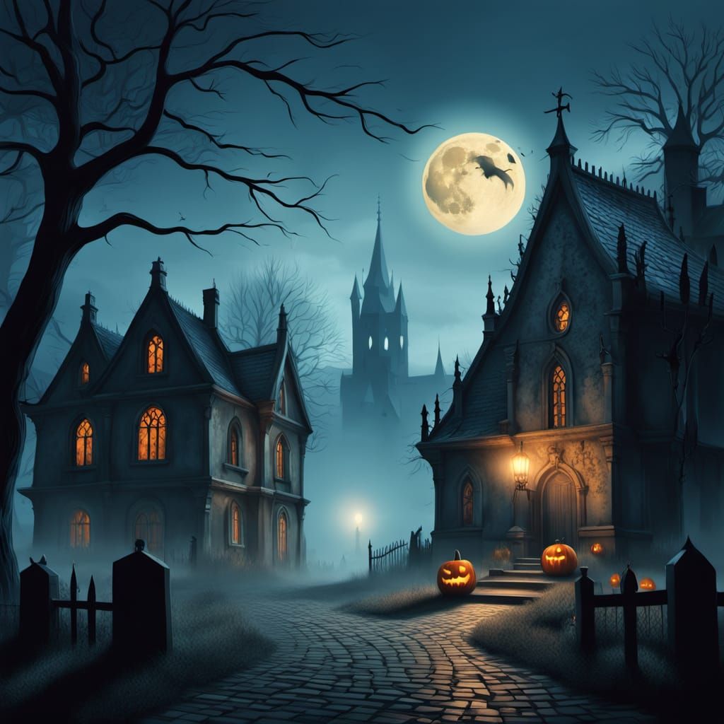 Gothic Ghosts Soar Through Moonlit Graveyard in a Haunting D...