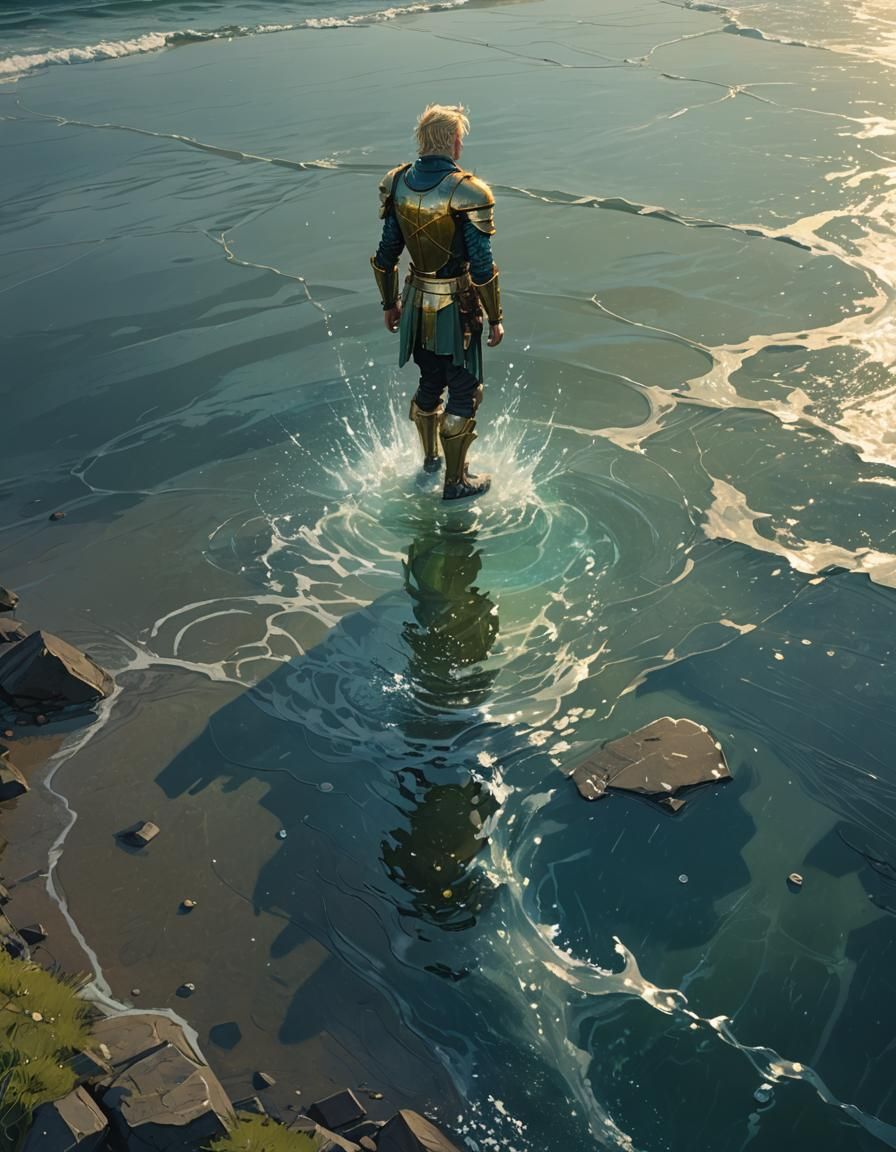 Epic Fantasy King Basks in Ocean's Tranquility