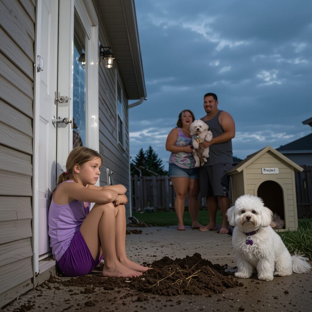 Girl Cuddling in Poop Outside Apartment Building