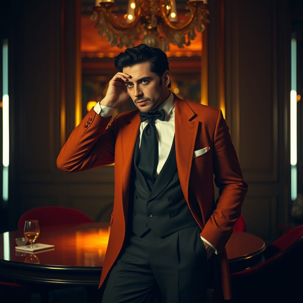 Elegant Man Posing, in a Classical Style