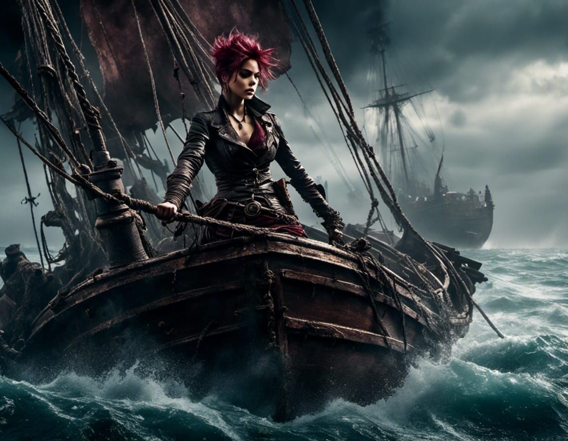 Trashpunk Assassin on Stormy Sea Galleon