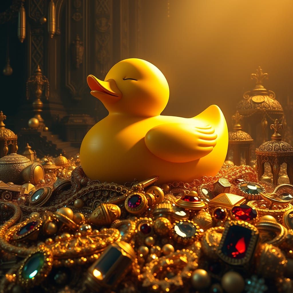 Treasures of Wonder: A Sleeping Rubber Duck Amidst Ancient R...