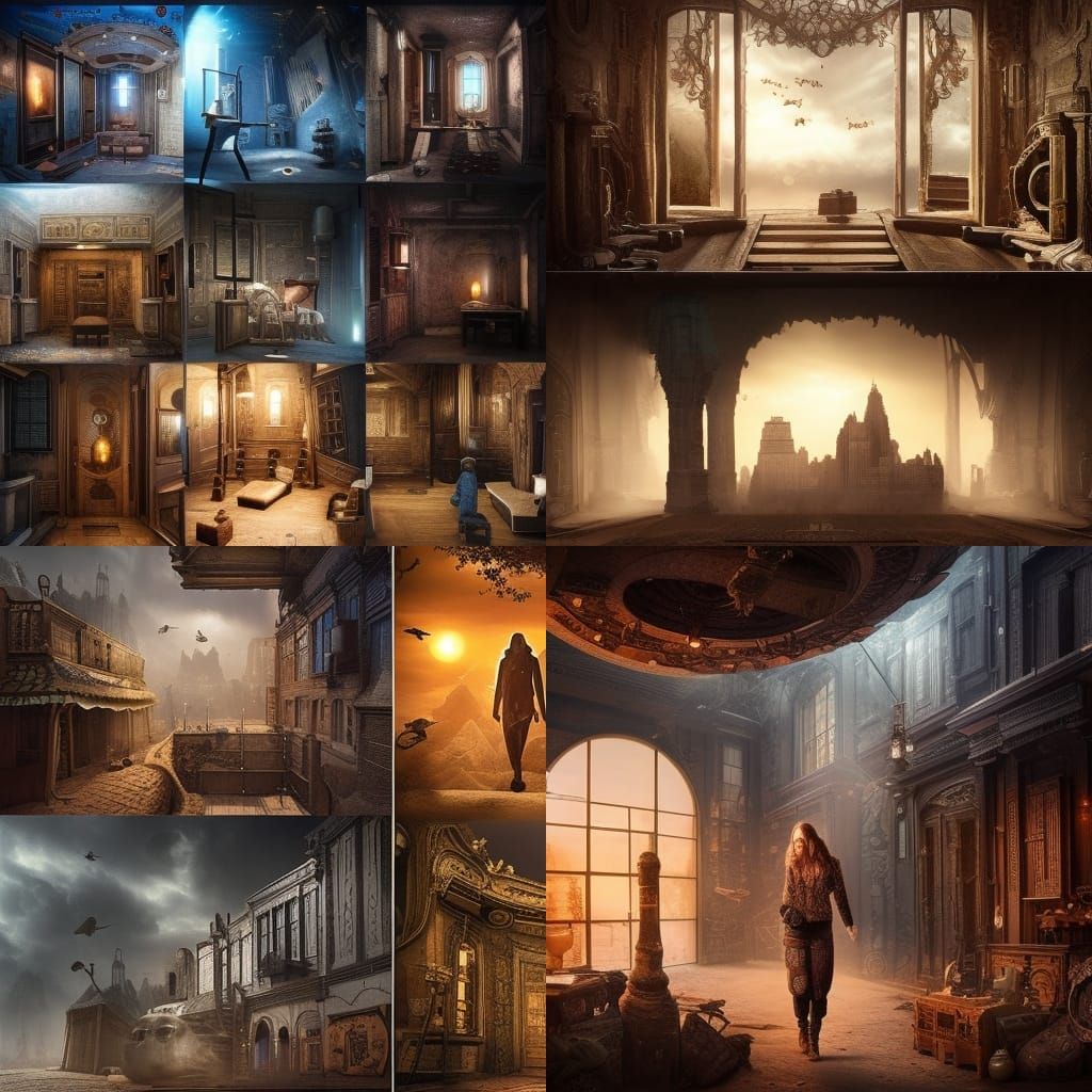 Intricate Escape Room Puzzle in Digital Matte Painting