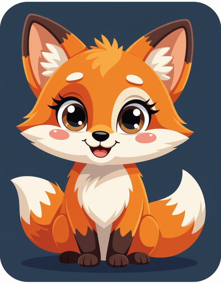 Cute Fluffy Fox 3D Vector Icon
