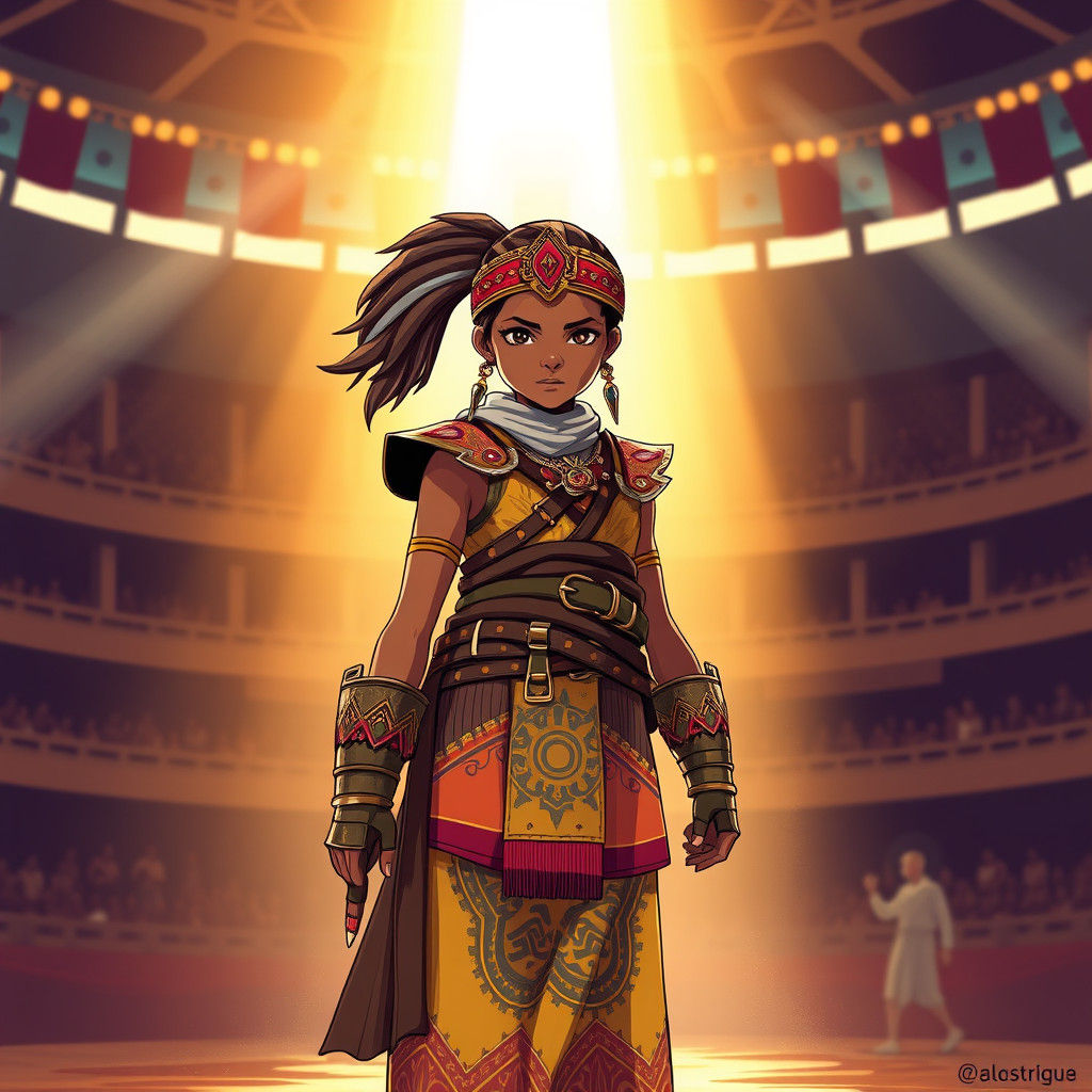 Malian Warrior Girl Ready for Tournament, Manga Style
