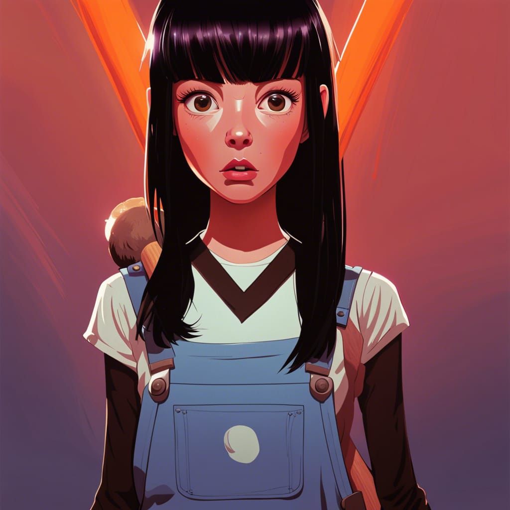 Woman with Baseball Bat: Expressive Digital Portrait