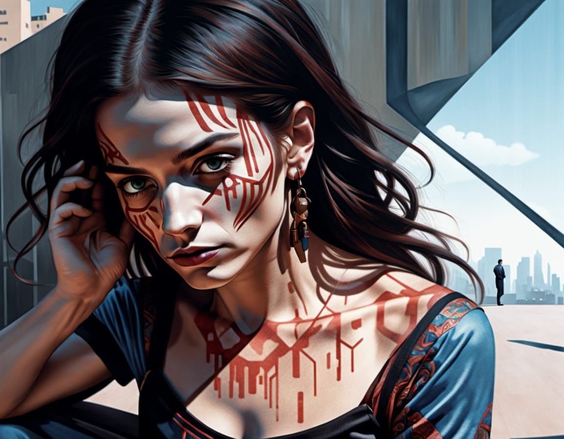 Distorted Cityscape Anamorphic View in Ferri Style