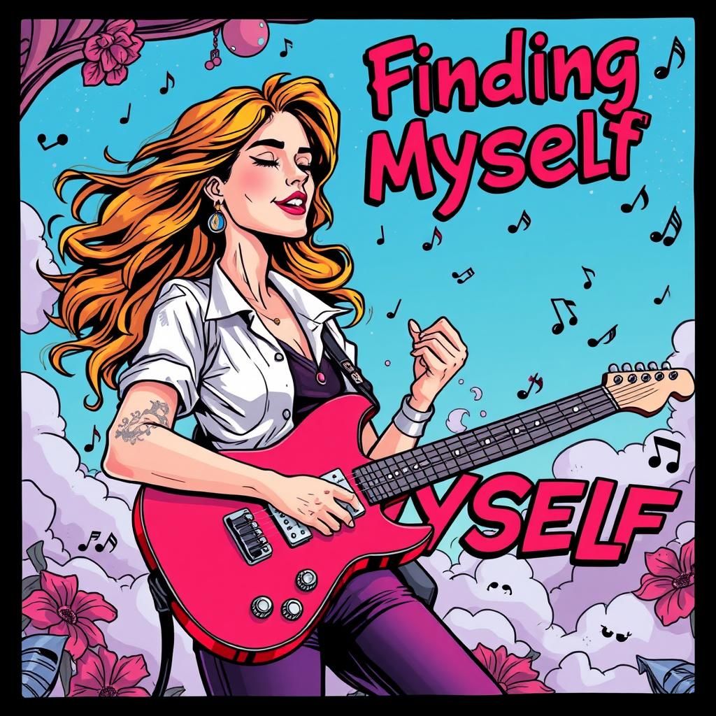 Vibrant Comic Book Scene: Singer Playing Guitar