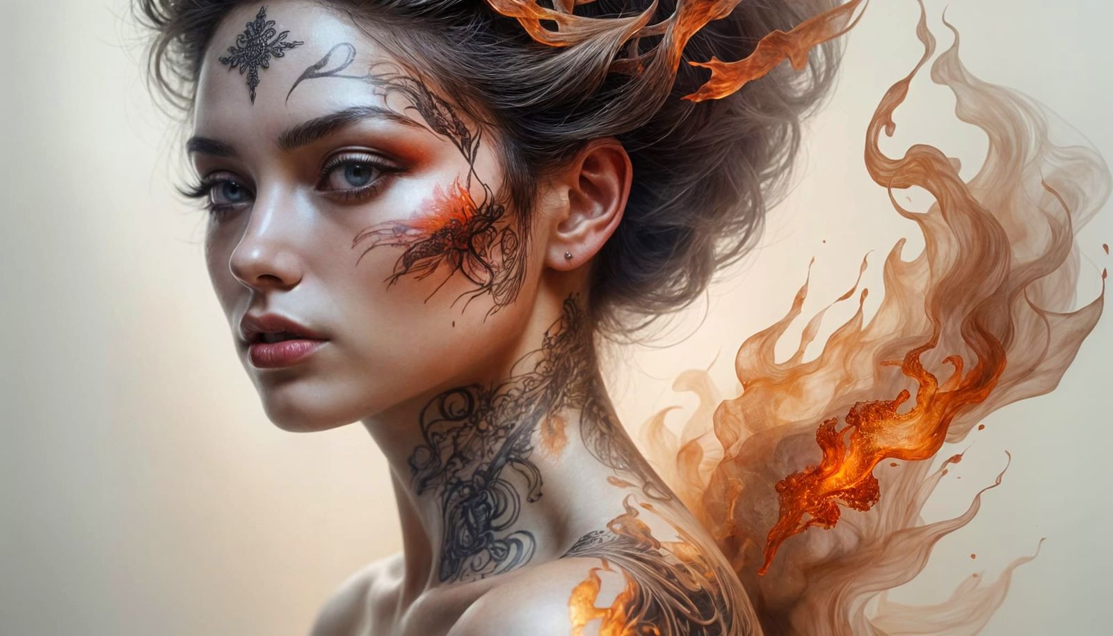 Fiery Queen Portrait in Sfumato Style