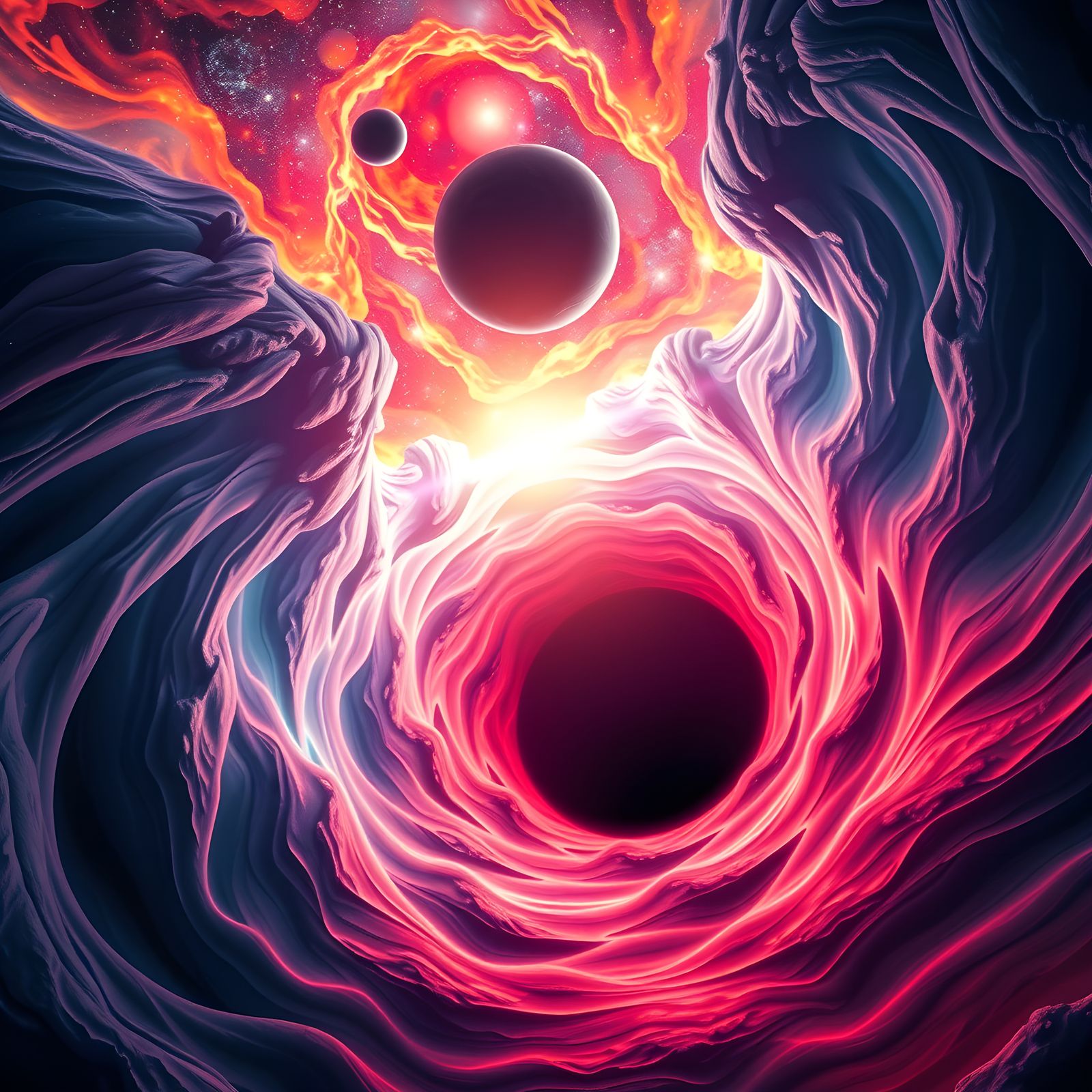 Cosmic Maelstrom: Black Hole in Surreal Style