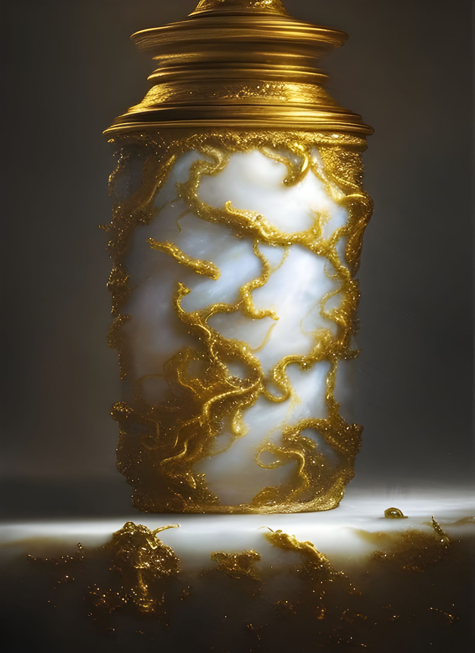 Reflective Jar of Magic Lightning in Hyperrealistic Style