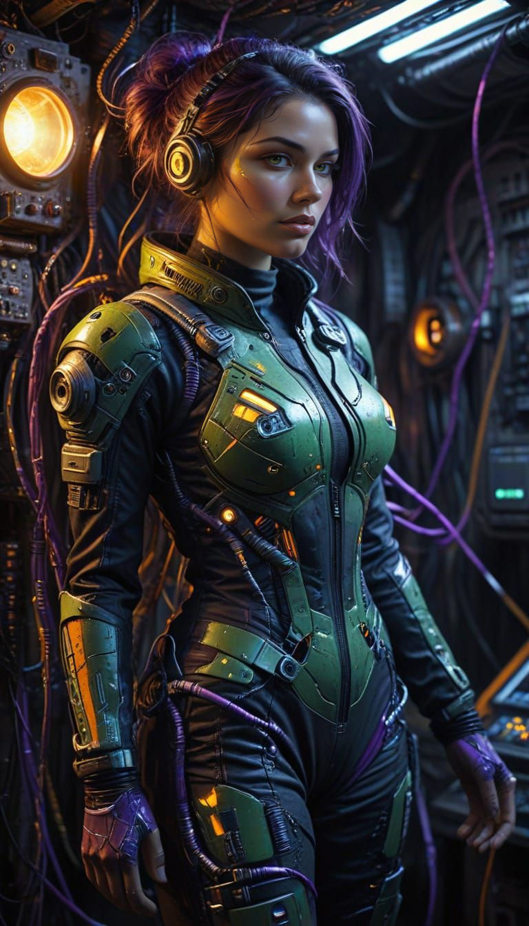 Sci-fi Engineer Portrait in Expressionistic Oil Painting