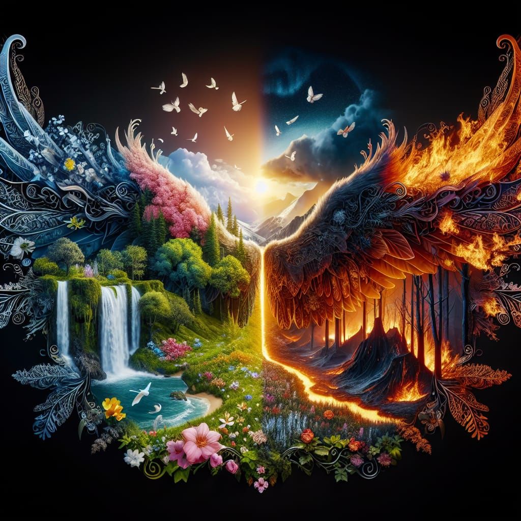 Four Seasons Angel Wings: Digital Illustration