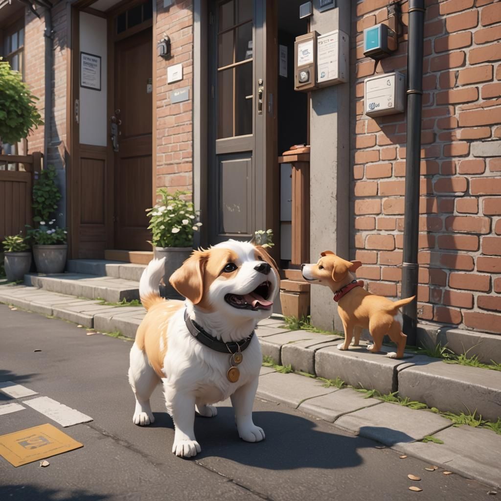 Cute Dog Barking: Detailed 3D Anime Art