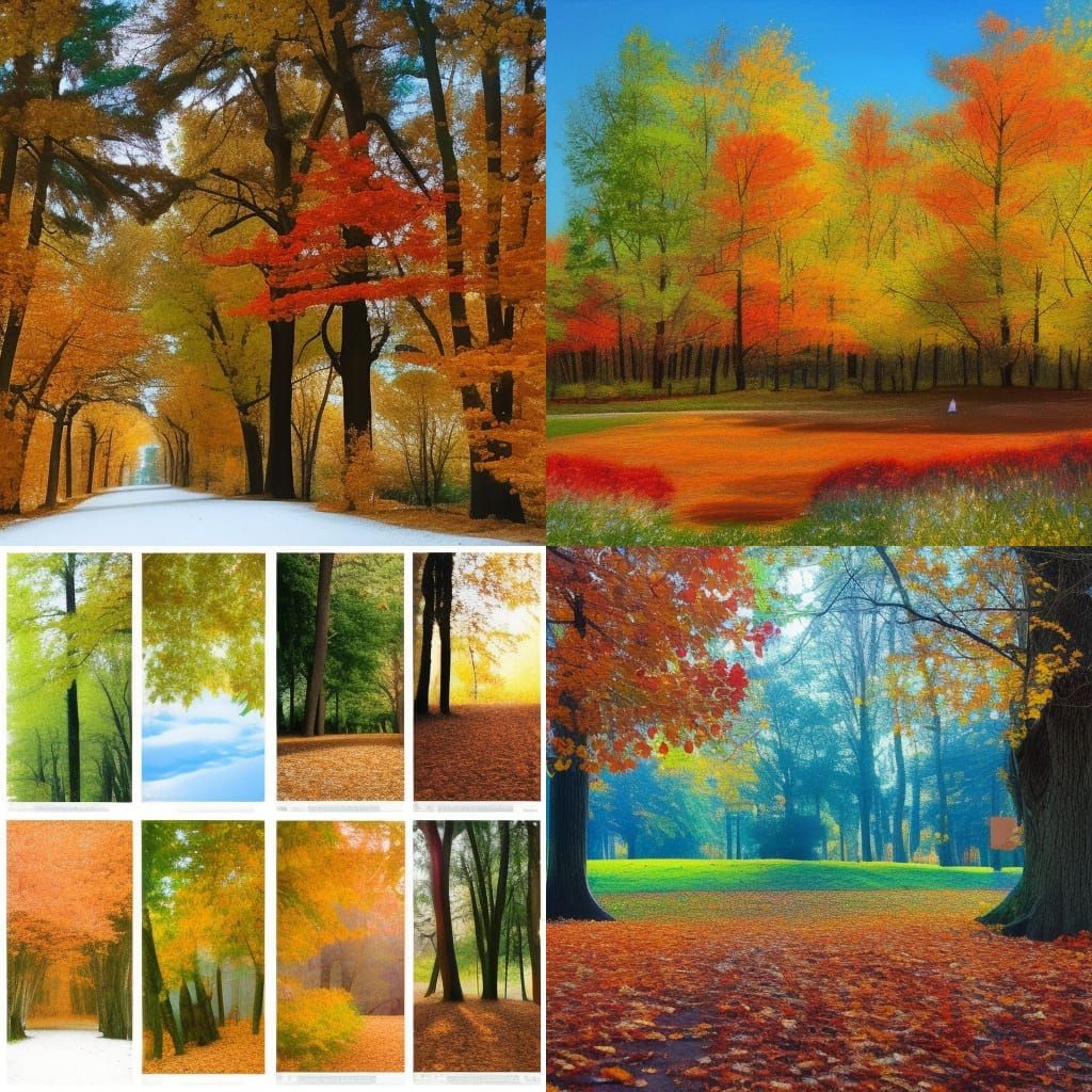 Four Seasons Collage: Summer, Winter, Autumn, Spring