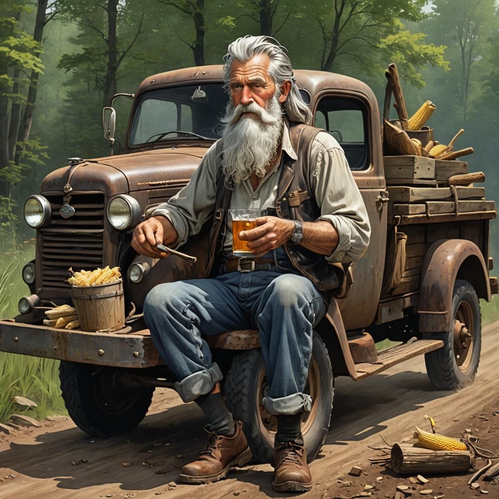 Hillbilly Hauling Moonshine in 3D Anime Style