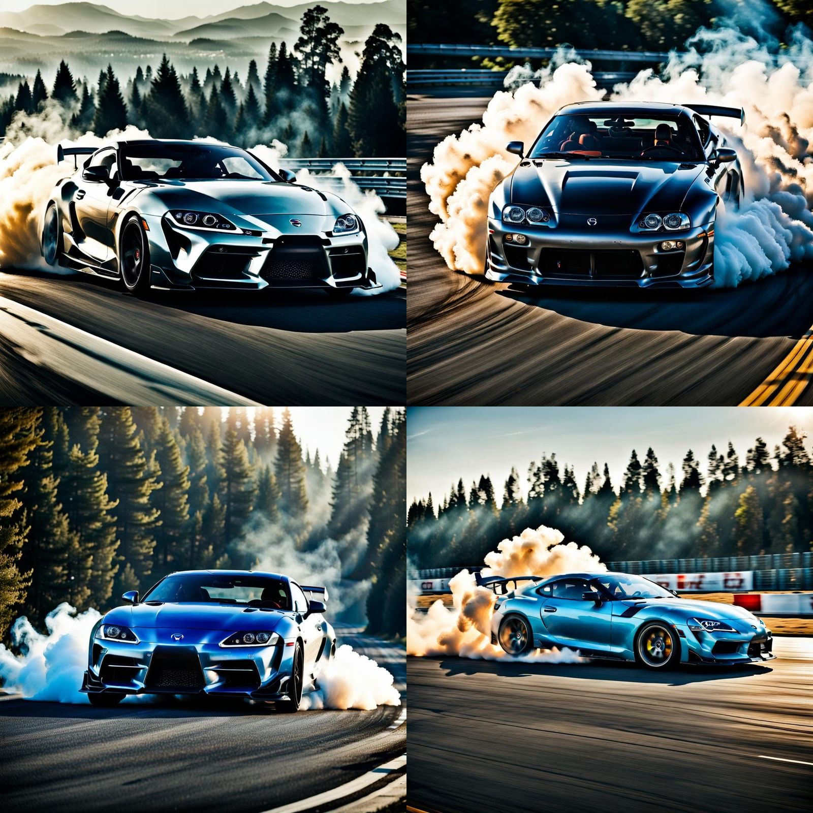 Sports Car Drifting with Smoky Burnout