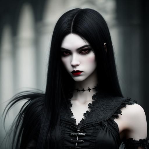 Beautiful Female Vampire with Jet Black Hair