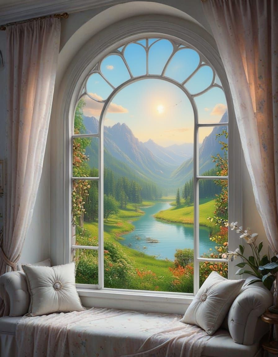 Ethereal Summer Landscape in Thomas Kinkade Style