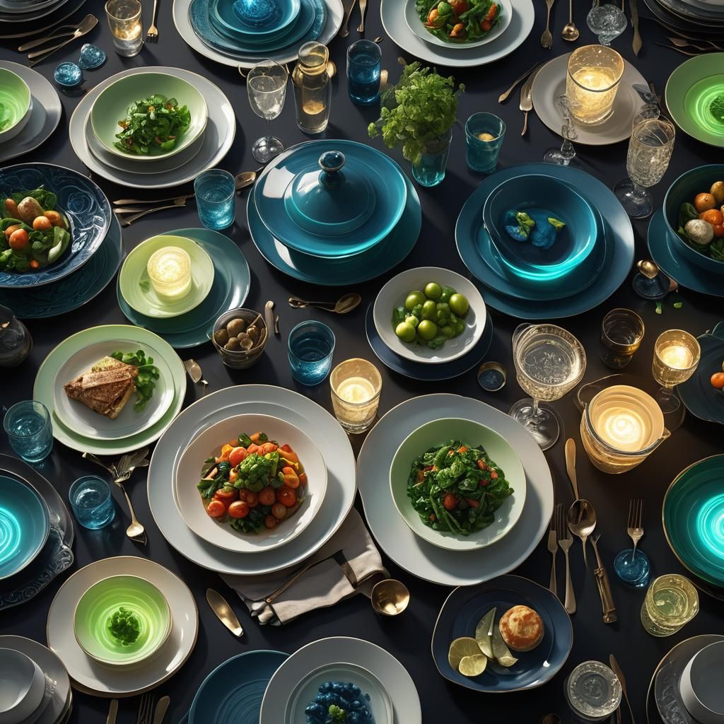 Glowing Dinnerware: Fantasy Concept Art in 3D
