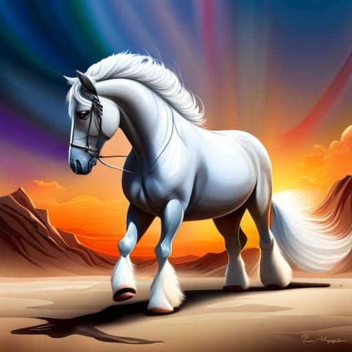 Hyperrealistic Palomino Clydesdale with Black Stripes