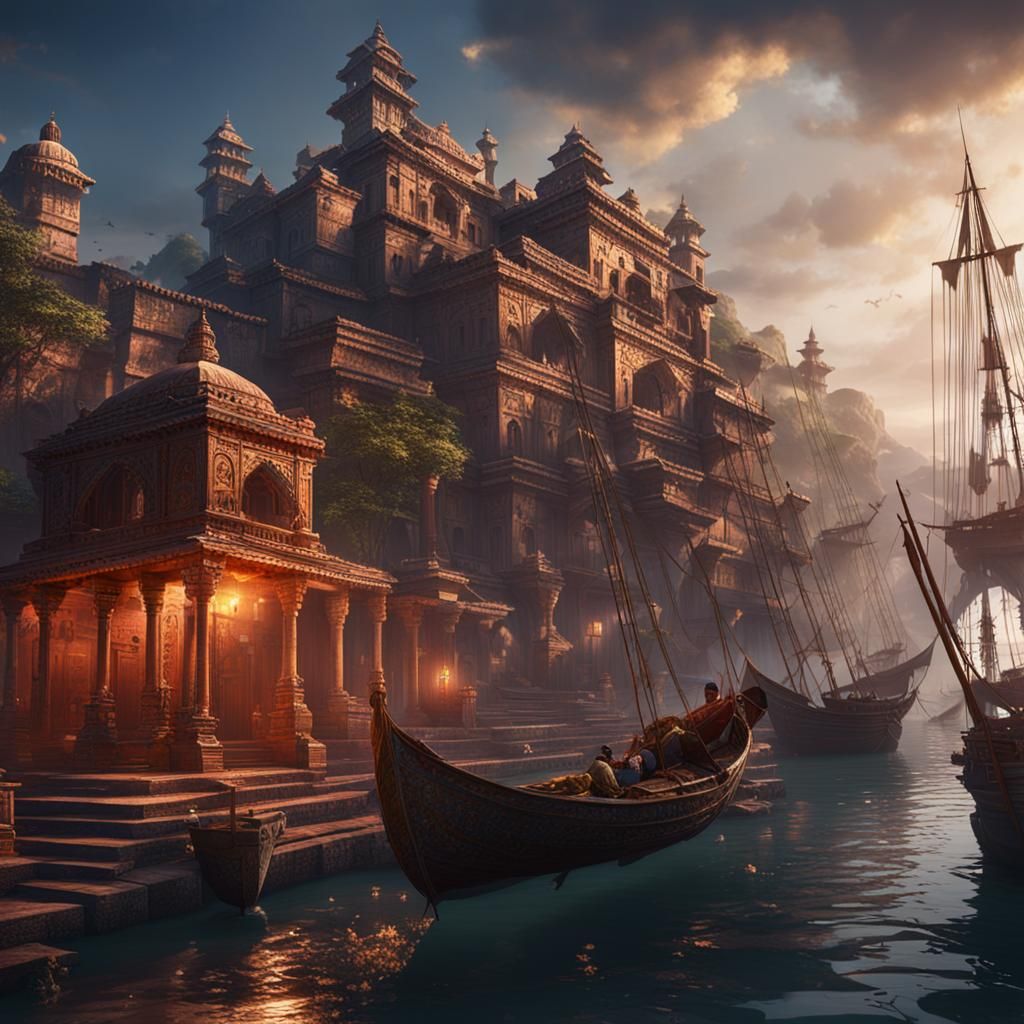 Arikamedu: Ancient Port Town, Detailed Matte Painting