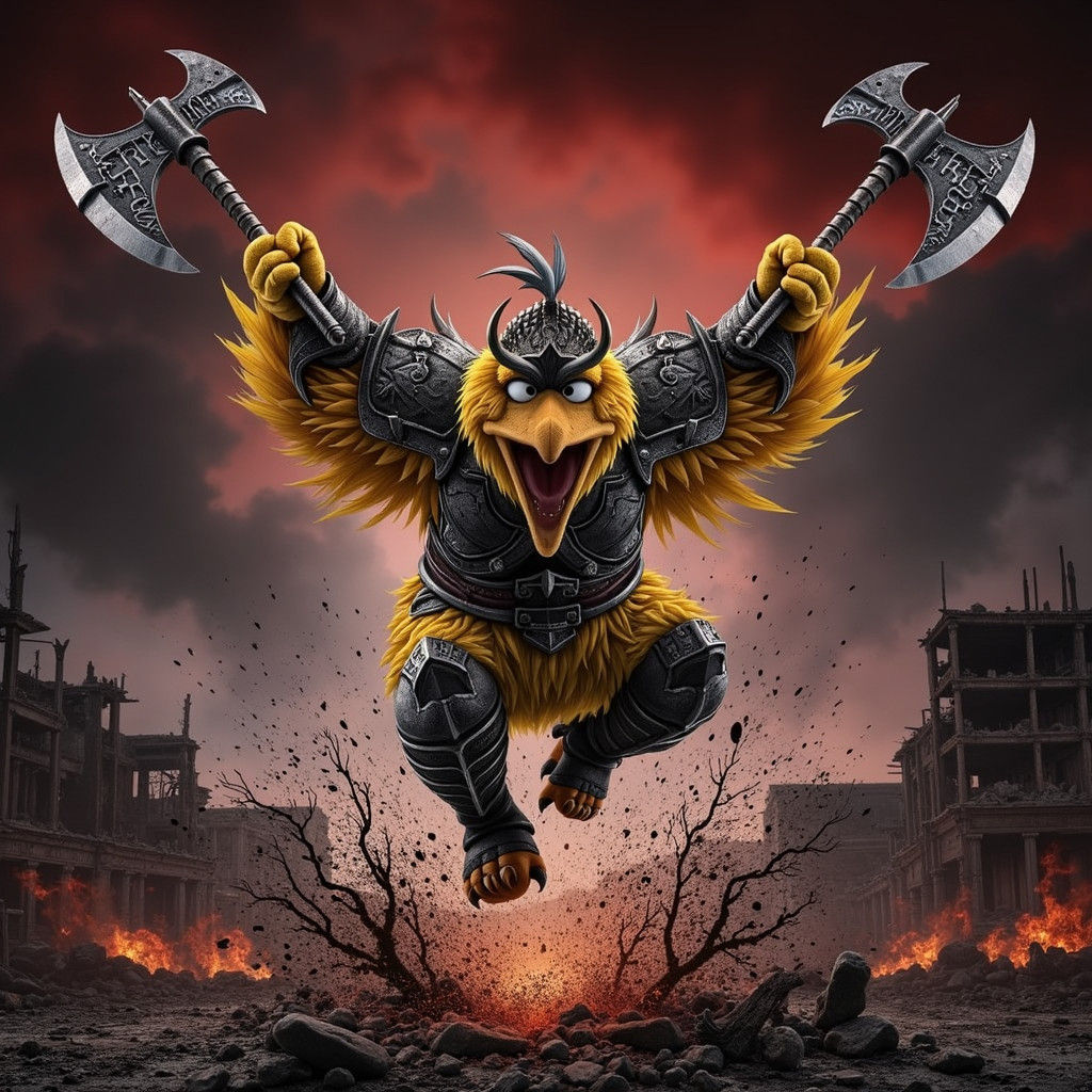 Big Bird as Menacing Warlord in Apocalyptic Sesame Street