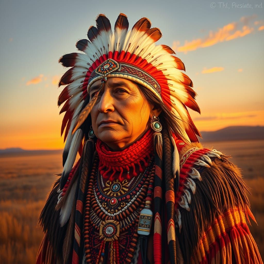 Arapaho Warrior in Traditional Regalia